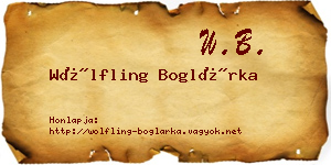 Wölfling Boglárka névjegykártya